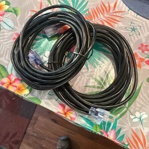 Heavy-Duty Black Extension Cords - Clear Plug Ends